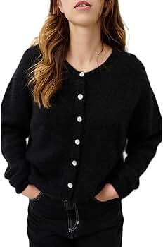 トップス OUAT 011- BLACK OFFICE CREWNECK CARDIGAN OUAT: Black Office Crewneck Cardigan | SSENSE